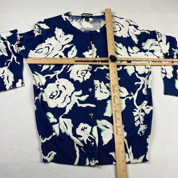 Lands End Womens Cardigan Sweater Floral Button Down Classic Preppy Cotton PM - Picture 5 of 9